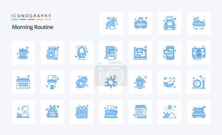 Illustration for 25 Morning Routine Blue icon pack - Royalty Free Image