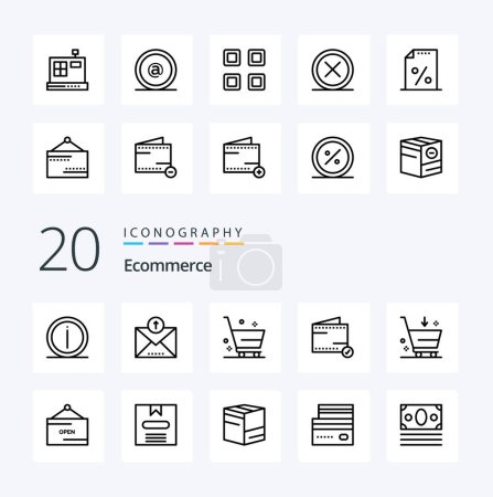 Illustration for 20 Ecommerce Line icon Pack like email e sent commerce shopping - Royalty Free Image