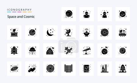 Illustration for 25 Space Solid Glyph icon pack - Royalty Free Image