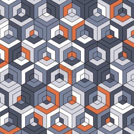 Téléchargez les illustrations : 3d gris bloc hexagone fond - en licence libre de droit