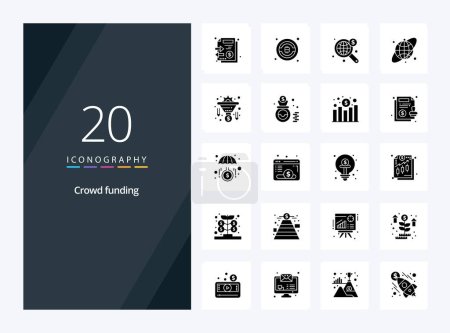 Ilustración de 20 Crowdfunding Solid Glyph icono para la presentación - Imagen libre de derechos