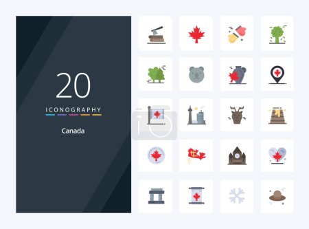 Téléchargez les illustrations : 20 Canada Icône couleur plate pour la présentation - en licence libre de droit