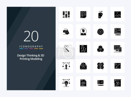 Ilustración de 20 Icono de glifo sólido de modelado de impresión de pensamiento y D de diseño para presentación - Imagen libre de derechos