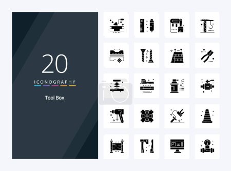 Téléchargez les illustrations : 20 Outils Icône Glyphe solide pour la présentation - en licence libre de droit