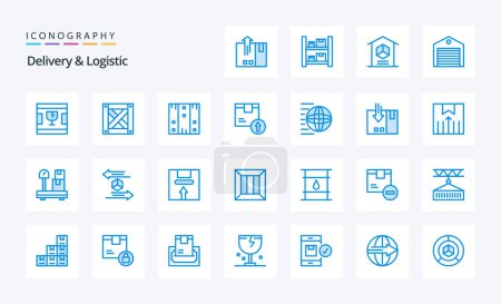 Ilustración de 25 entrega y logística azul icono pack - Imagen libre de derechos