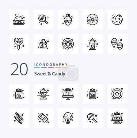 Illustration for 20 Sweet And Candy Line icon Pack like food dessert food sweets dessert - Royalty Free Image