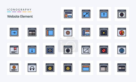 Ilustración de 25 Sitio web Element Line relleno icono de estilo pack - Imagen libre de derechos