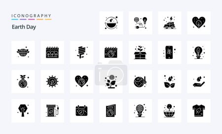 Illustration for 25 Earth Day Solid Glyph icon pack - Royalty Free Image
