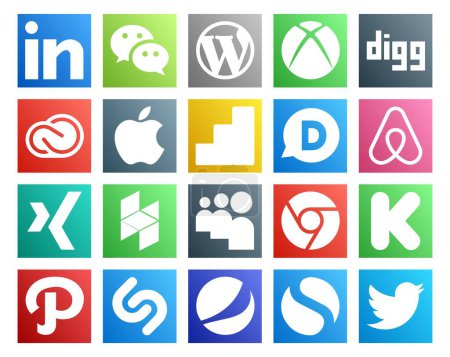 Illustration for 20 Social Media Icon Pack Including chrome. houzz. cc. xing. disqus - Royalty Free Image
