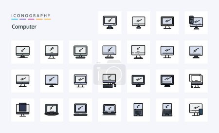 Illustration for 25 Computer Line Filled Style icon pack - Royalty Free Image