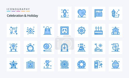 Illustration for 25 Celebration  Holiday Blue icon pack - Royalty Free Image