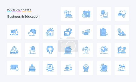 Illustration for 25 Business And Education Blue icon pack - Royalty Free Image