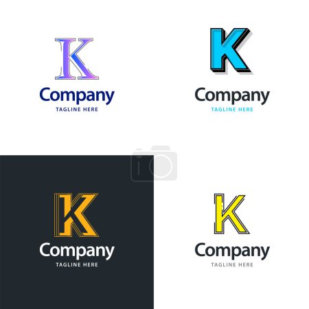 Téléchargez les illustrations : Lettre K Big Logo Pack Design. Conception de logos créatifs modernes pour votre entreprise - en licence libre de droit