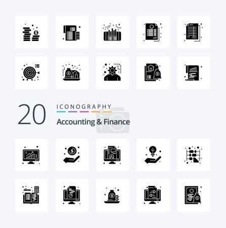 Téléchargez les photos : 20 Comptabilité et finance Solide icône Glyphe Pack comme idée créative argent idée dans la main finance des entreprises - en image libre de droit