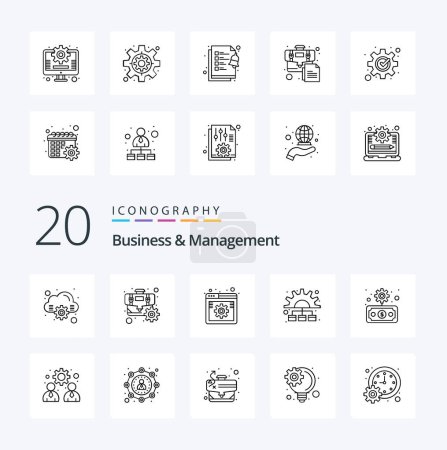 Illustration for 20 Business And Management Line icon Pack like economy working online process management - Royalty Free Image