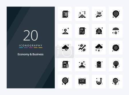 Ilustración de 20 Icono de glifo sólido económico y empresarial para la presentación - Imagen libre de derechos