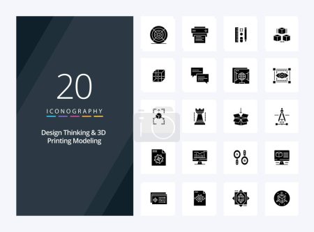 Illustration for 20 Design Thinking And D Printing Modeling Solid Glyph icon for presentation - Royalty Free Image