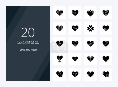 Illustration for 20 Heart Solid Glyph icon for presentation - Royalty Free Image