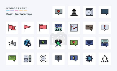 Ilustración de 25 Paquete de iconos de estilo de línea básica - Imagen libre de derechos