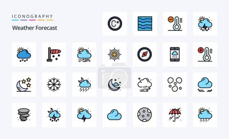 Illustration for 25 Weather Line Filled Style icon pack - Royalty Free Image