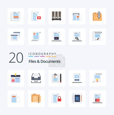 Ilustración de 20 Archivos y documentos Icono de color plano Paquete como archivo de plan de documento de acuerdo de certificado - Imagen libre de derechos
