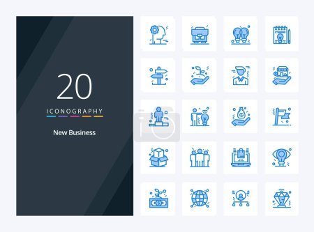 Téléchargez les illustrations : 20 nouvelle icône de couleur bleu d'affaires pour la présentation - en licence libre de droit