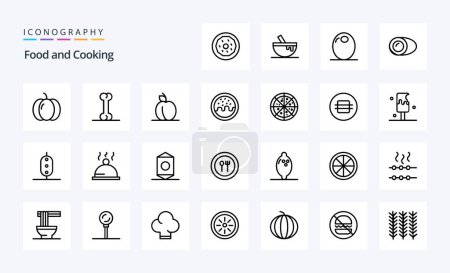 Illustration for 25 Food Line icon pack - Royalty Free Image