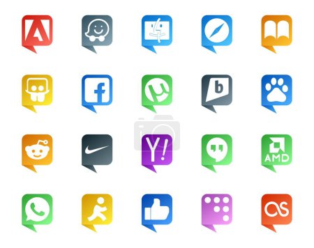 Ilustración de 20 Social Media Speech Bubble Style Logo como whatsapp. quedadas. utorrent. Búsqueda. nike - Imagen libre de derechos