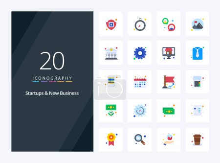 Illustration for 20 Startups And New Business Flat Color icon for presentation - Royalty Free Image