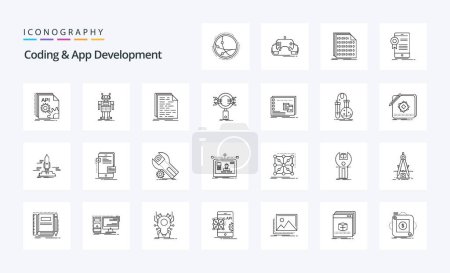 Ilustración de Paquete de iconos de línea de desarrollo de aplicaciones y codificación 25 - Imagen libre de derechos