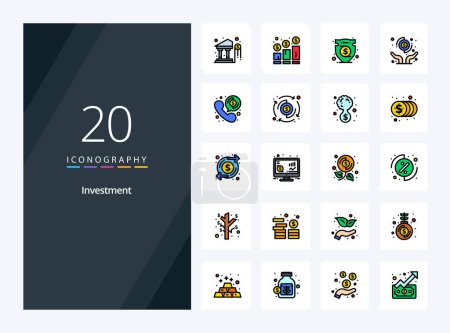 Illustration for 20 Investment line Filled icon for presentation - Royalty Free Image