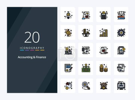 Téléchargez les illustrations : 20 Ligne Comptabilité et finances Icône remplie pour la présentation - en licence libre de droit