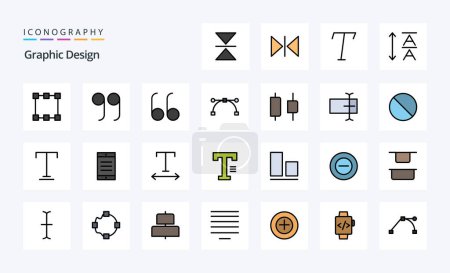Ilustración de 25 Línea de diseño relleno icono de estilo pack - Imagen libre de derechos