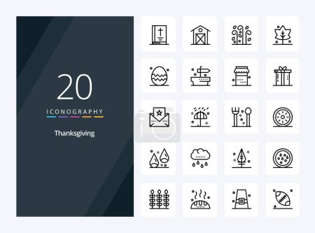 Illustration for 20 Thanks Giving Outline icon for presentation - Royalty Free Image