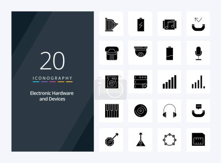 Ilustración de 20 Dispositivos Solid Glyph icono para la presentación - Imagen libre de derechos