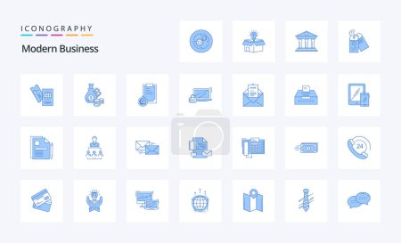 Illustration for 25 Modern Business Blue icon pack - Royalty Free Image