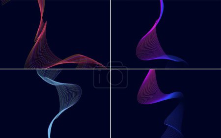 Illustration for Set of 4 geometric wave pattern backgrounds for a modern look - Royalty Free Image
