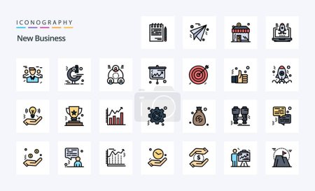Téléchargez les illustrations : 25 nouveau pack d'icônes de style rempli de secteur d'activité - en licence libre de droit