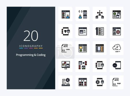 Ilustración de 20 Línea de programación y codificación Icono lleno para la presentación - Imagen libre de derechos