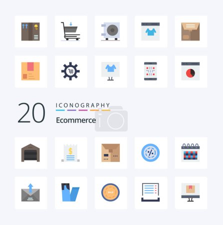 Ilustración de 20 Comercio electrónico Icono de color plano Pack como caja de crédito billetera dinero compras - Imagen libre de derechos