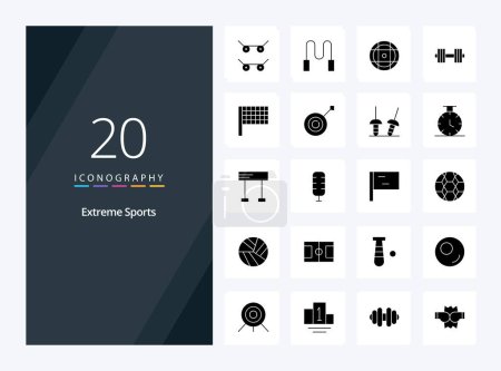 Téléchargez les illustrations : 20 Sport Solid Glyph icône pour la présentation - en licence libre de droit