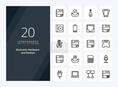 Ilustración de 20 Dispositivos Icono de esquema para la presentación - Imagen libre de derechos