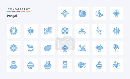 Illustration for 25 Pongal Blue icon pack - Royalty Free Image