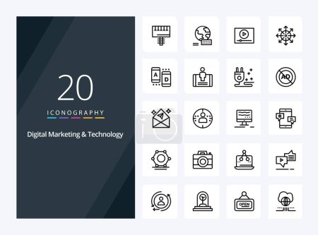 Téléchargez les illustrations : 20 Digital Marketing and Technology Icône de présentation - en licence libre de droit