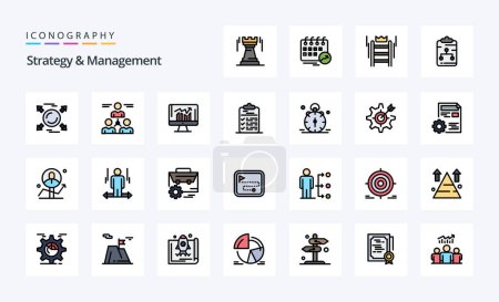 Téléchargez les illustrations : Pack d'icônes 25 Stratégie et ligne de gestion - en licence libre de droit