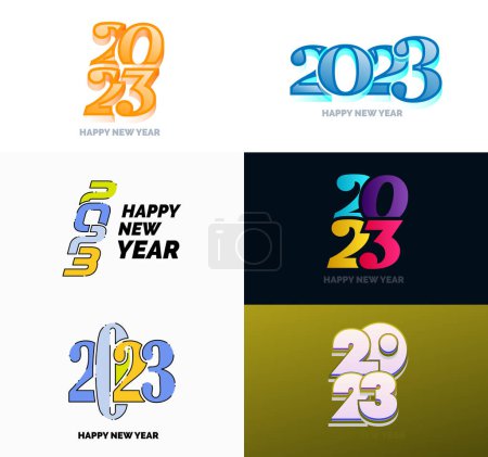 Ilustración de Big Set de 2023 Feliz Año Nuevo logotipo de diseño de texto. Plantilla de diseño 2023 número - Imagen libre de derechos