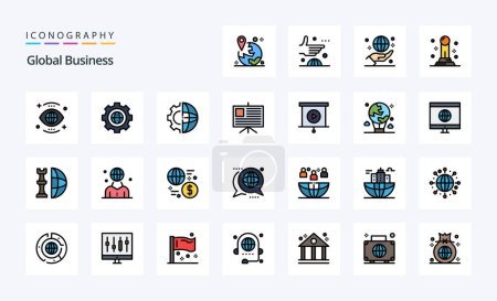 Ilustración de Paquete de iconos de 25 líneas de negocio globales - Imagen libre de derechos