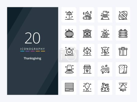 Illustration for 20 Thanksgiving Outline icon for presentation - Royalty Free Image