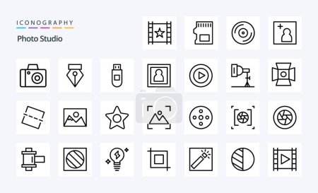 Illustration for 25 Photo Studio Line icon pack - Royalty Free Image