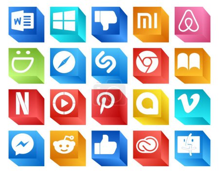 Ilustración de 20 Paquete de iconos de redes sociales Incluyendo video. google allo. shazam. pinterest. Windows reproductor multimedia - Imagen libre de derechos